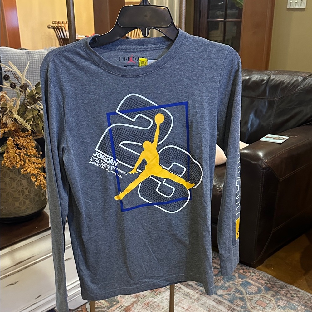 Jordan Blue Long Sleeve with Yellow Graphic